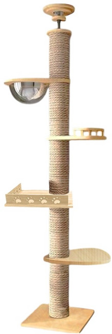 毛皇上 頂天立地貓爬架 F款, 木紋色, 1個