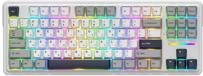 앱코 3모드 OTEMU 특주축 기계식 유무선 텐키리스 키보드 피치 V3축, 그레이, AK87, 제조사축