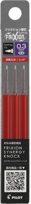 파이롯트 프릭션 시너지노크 볼펜 리필심 0.3mm, 레드, 3개