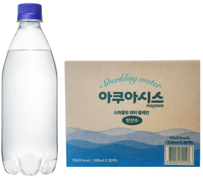 아쿠아시스 스파클링 워터 탄산수 플레인 무라벨, 20개, 500ml