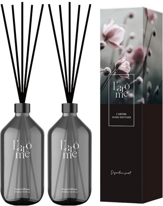 더허브샵 라홈 디퓨저, 다우니퓨어코튼, 1.05L, 2개