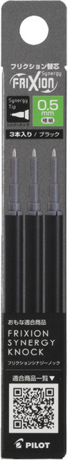 파이롯트 프릭션 시너지노크 볼펜 리필심 0.5mm, 블랙, 3개