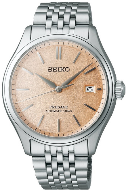 SEIKO 精工 Presage 絲綢感面盤不鏽鋼機械3日鍊男錶 6R55-00H0P SPB467J1
