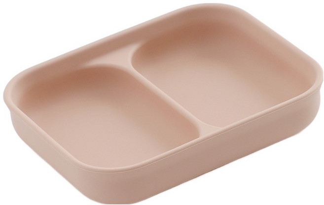 탁가온 유아용 123 흡착 2구 식판, 베이지핑크, 1개