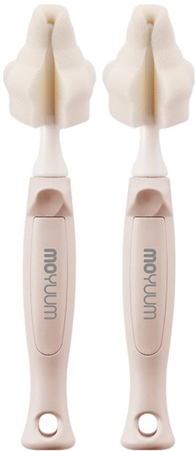 모윰 스펀지 젖꼭지 브러쉬, 피치 핑크, 2개