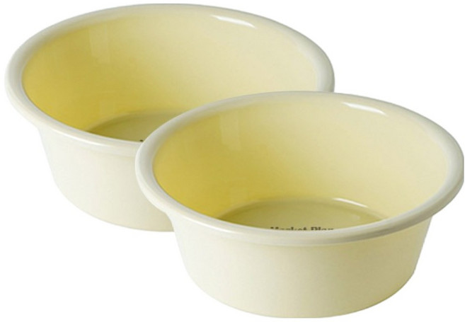 마켓플랜 심플 파스텔 세면대야 특대형, 옐로우, 2개