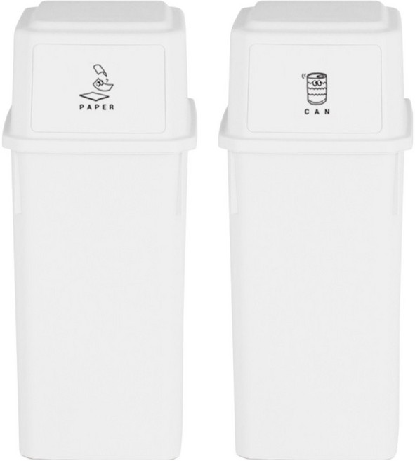 네이쳐리빙 피넛베리 데일리 재활용 분리수거함 60L x 2종 세트, 밀크화이트