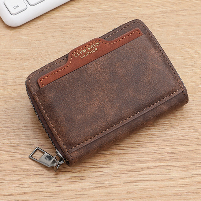 골드팡 남성용 레트로 빈티지 지퍼형 카드지갑