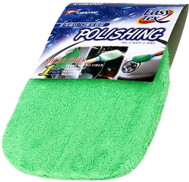 캉가루 이지텍스 폴리싱 초극세사 다용도 장갑 타올 수건, 그린, 1개