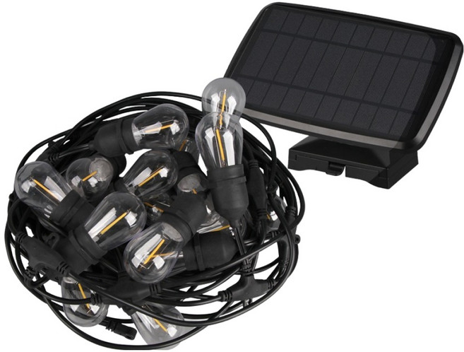 원하 태양광 스트링라이트 LED15 에디슨 벌브즈 전구색, 블랙