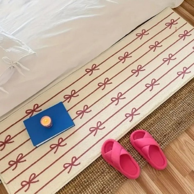 마마초이스 침실 미니 발매트, 핑크 리본