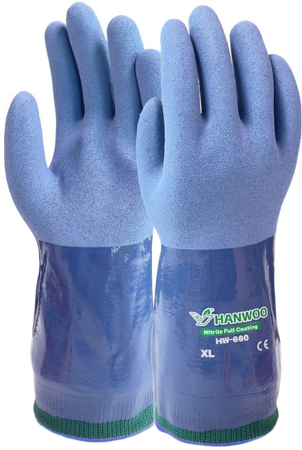한우 니트릴 올코팅 내유장갑 양손착용 세트 XL HW-660, 혼합색상, 1세트