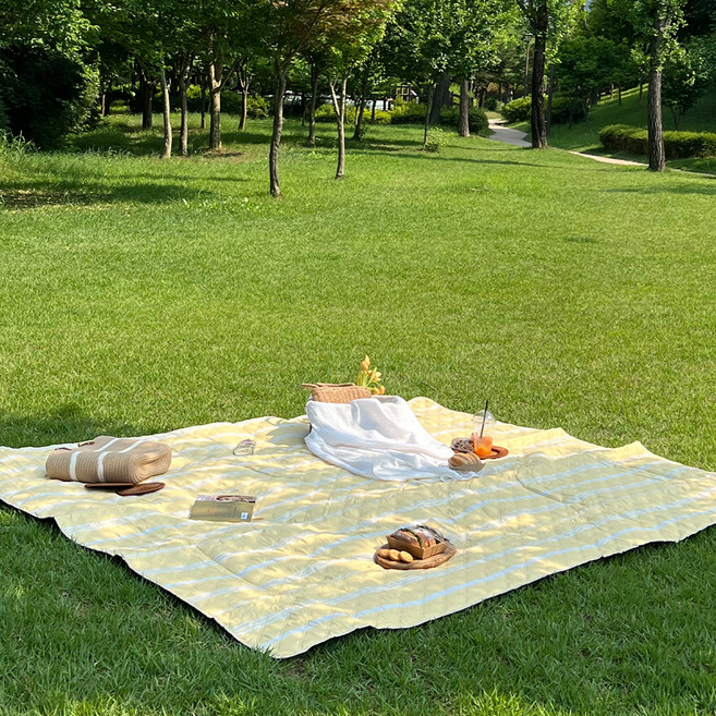 한스갤러리 방수 감성 피크닉 매트, 레몬셔벗