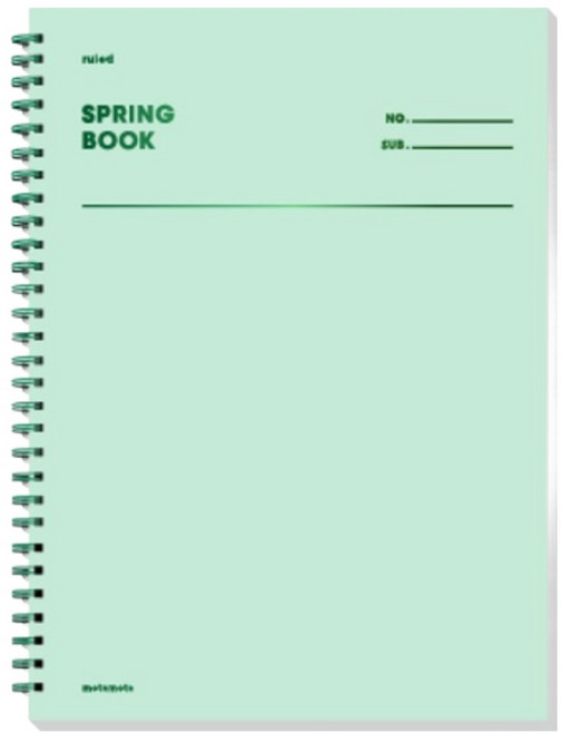 모트모트 스프링 룰드 유선노트, 그리너리, 1개