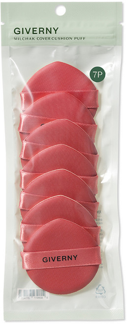 지베르니 밀착 커버 쿠션 퍼프 7p, 레드, 1개
