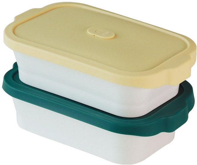 이우아여사 온기 도자기 전자레인지 찜기 밀프랩 2종 세트, 버터옐로우, 딥그린, 1세트