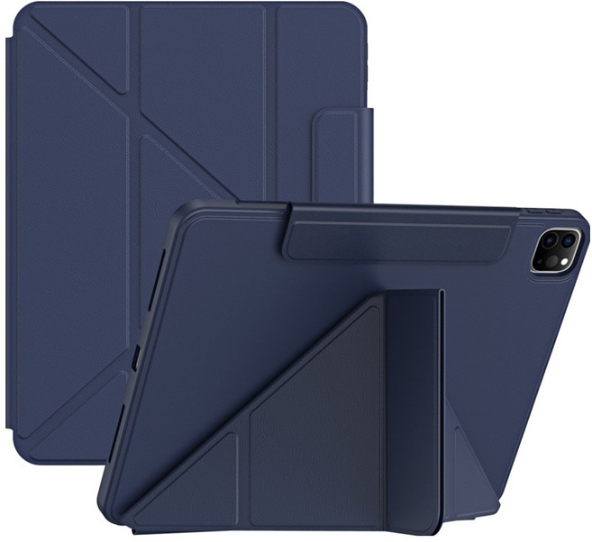 YUNMI 磁搭扣保護殼/平板保護套 Y折支架 帶筆槽設計, 深藍色, 1個
