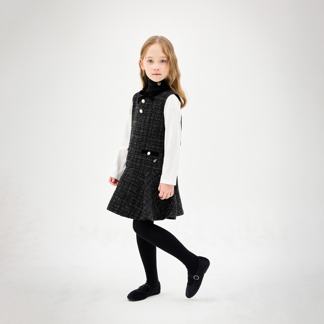 젤리스푼 여아용 러블리 리본 트위드 원피스