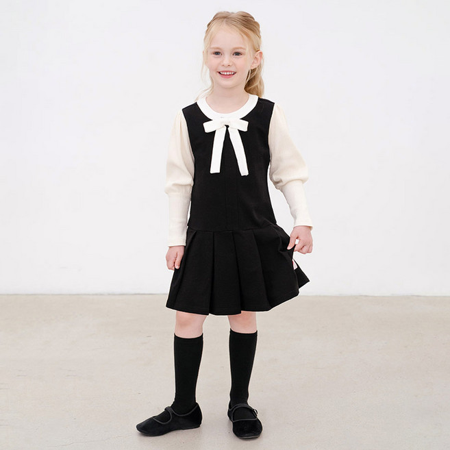 앤디애플 여아용 완소 리본 플리츠 원피스