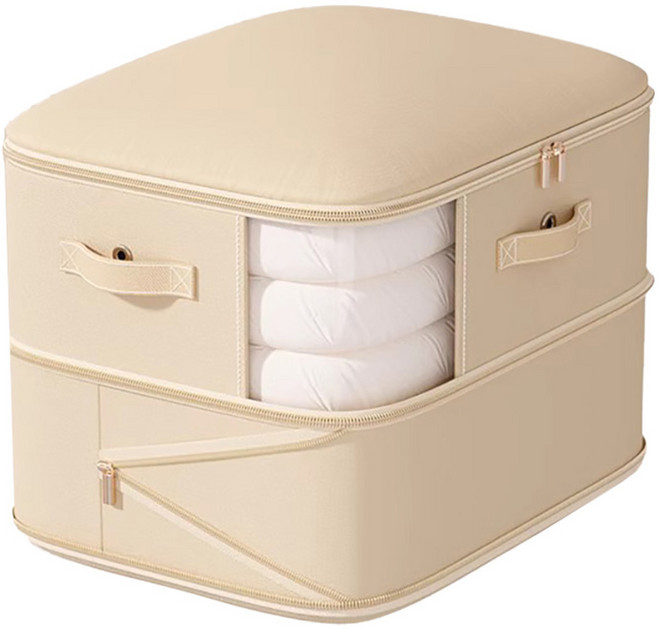 小麥購物 大容量可透視真空壓縮收納袋 L1442 米色 2層, 1個, 1個裝