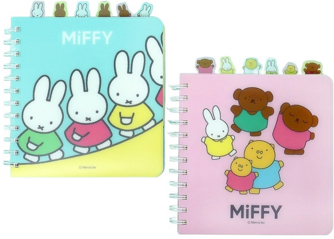미피 아이토빅 인덱스 스프링 두꺼운 노트 2종 세트, 핑크, 민트, 1세트