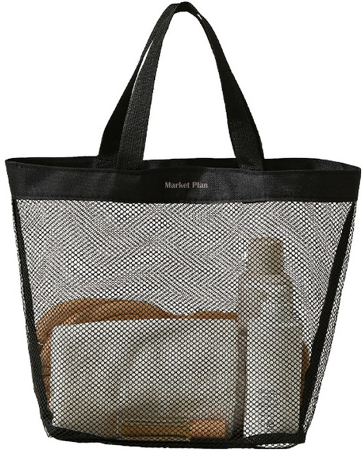 마켓플랜 물빠짐 메쉬 대용량 샤워 가방, 블랙