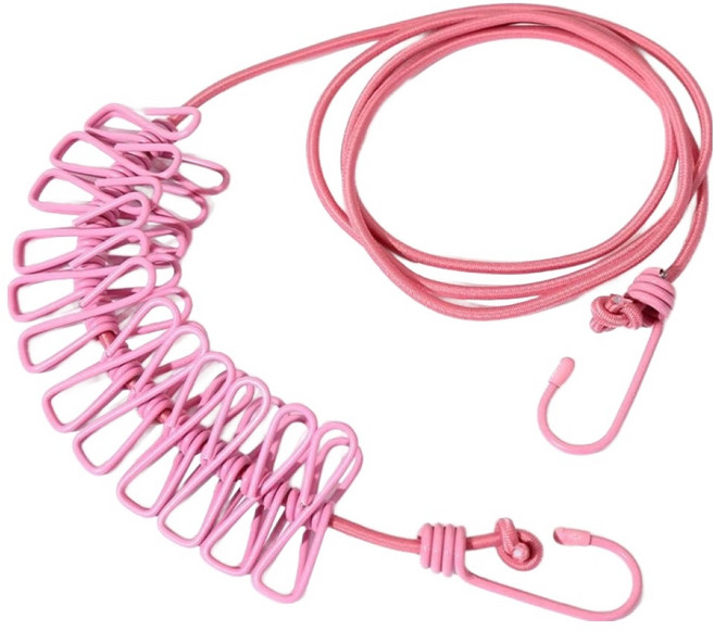 클로버상사 휴대용 여행용 빨래줄, 핑크, 1개