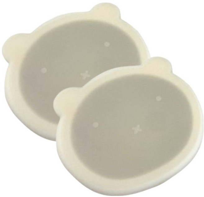 矽膠吸盤碗 + 蓋子, 象牙米色, 2套