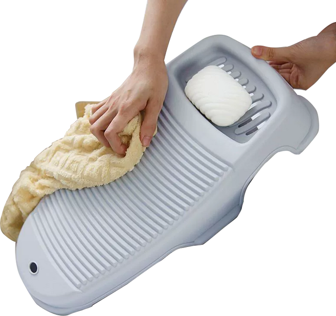 클로버상사 논슬립 세면대 빨래판 + 후크 세트 미니(20 x 36 x 6 cm), 그레이, 1세트