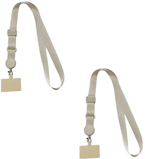 케이스틱 전기종 호환 와이드 길이조절 가능 휴대폰 목걸이 스트랩, 크림, 2개