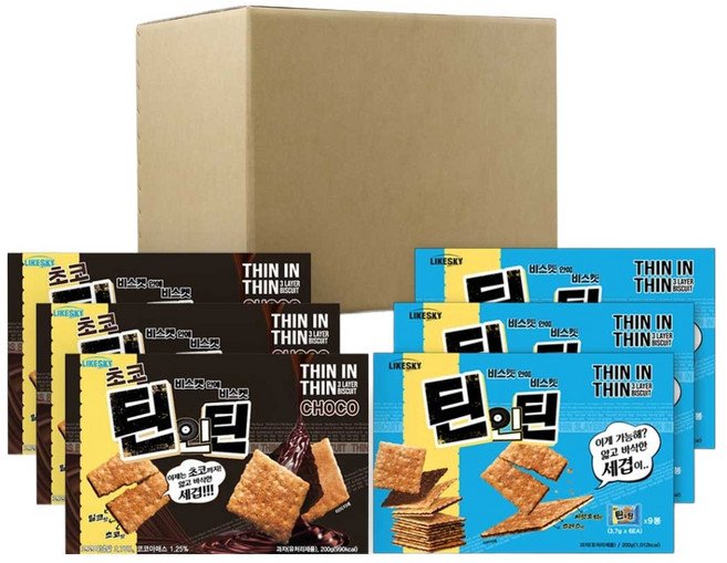 LIKESKY TEEN IN TEEN 原味巧克力餅乾組合, Teeninteen 200g x 3p + 巧克力 Teeninteen 200g x 3p, 1套, 200g