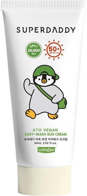 슈퍼대디 아토비건 이지워시 선크림 SPF50+ PA++++, 60ml, 1개