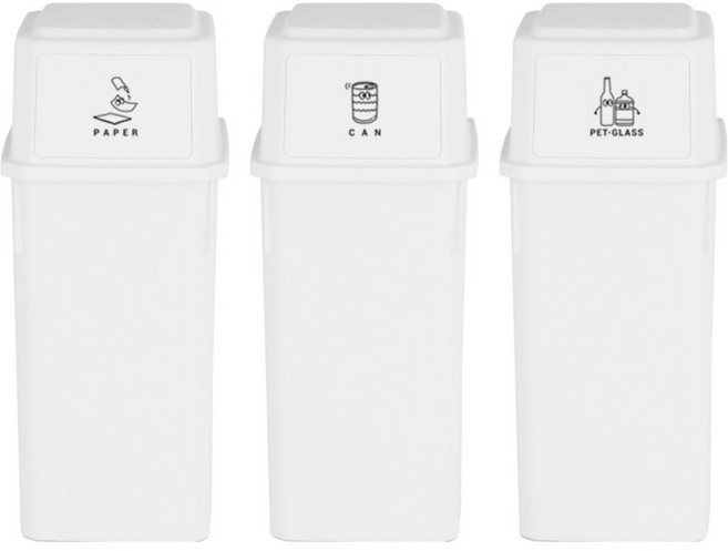 네이쳐리빙 피넛베리 데일리 재활용 분리수거함 60L x 3종 세트, 밀크화이트