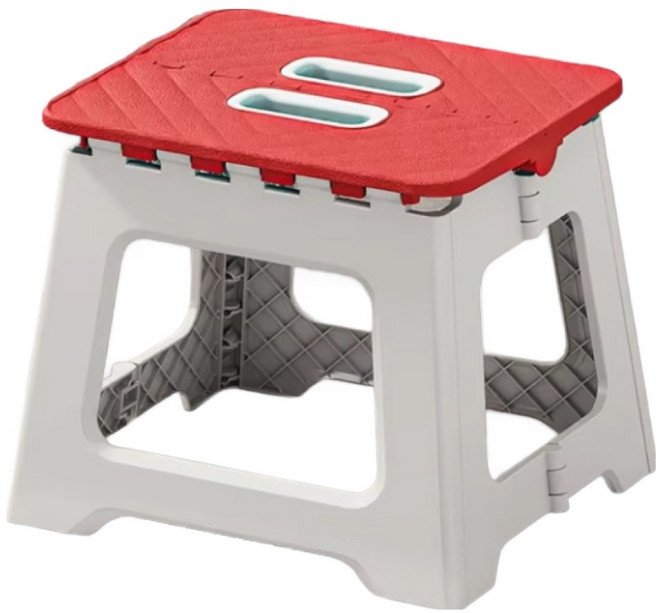 일상도구 접이식 간이 미니 의자 스툴, 레드, 1개