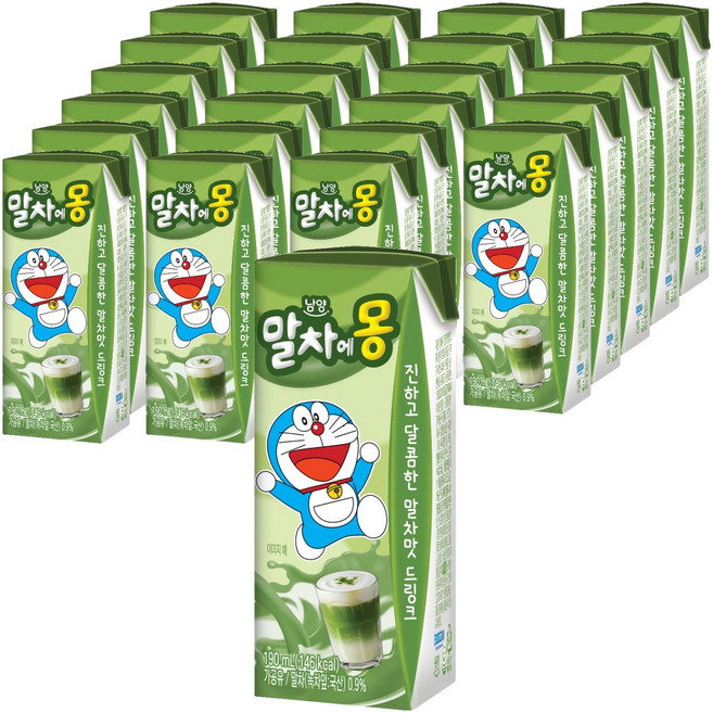 남양유업 말차에몽 우유, 190ml, 24개
