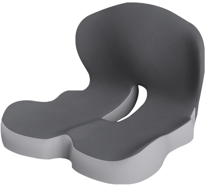 一體式記憶棉護腰臀坐墊/中空透氣減壓辦公室坐墊, 雙灰拼色