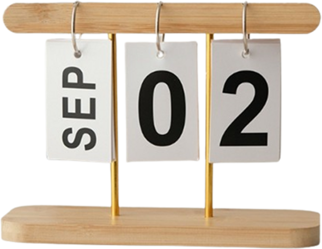 일상속반짝 원목 넘기는 디데이 캘린더, 둥근 베이지, 1개