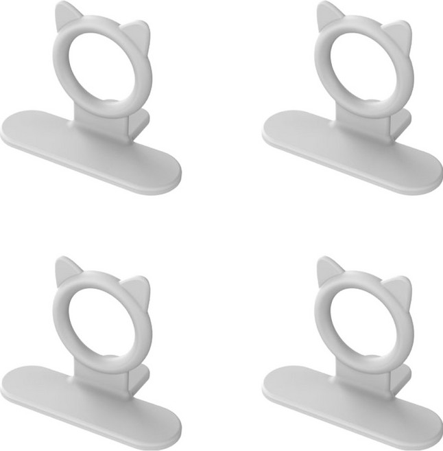 더자카 네코 접착식 실리콘 변기뚜껑 손잡이 4p, 화이트