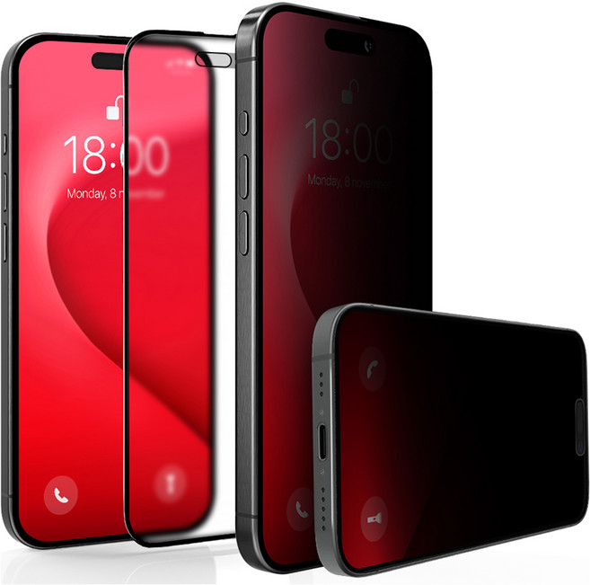 아이몰 지문방지 전방향 360도 사생활보호 풀커버 프라이버시 강화유리 휴대폰 액정보호필름 세트, 1세트