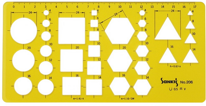 산키스 템플레이트 기하학정규 템플릿 제도 모형자, 1개