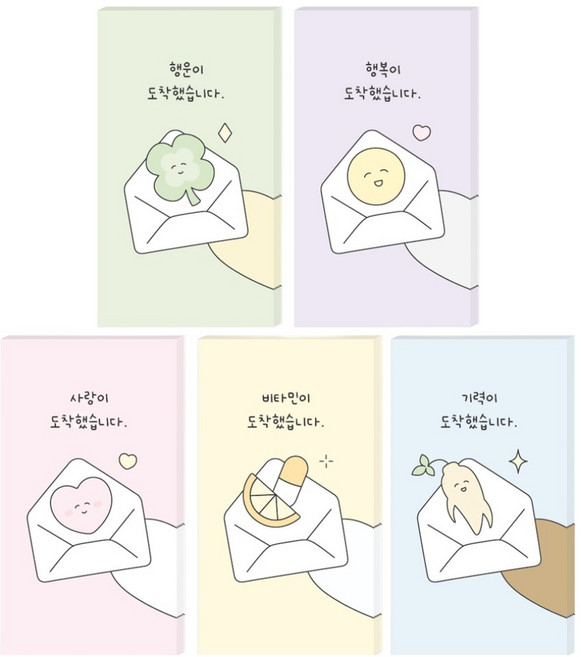 도나와친구들 편지 소확행 미니 카드 5종 x 20p 세트, 혼합색상, 1세트