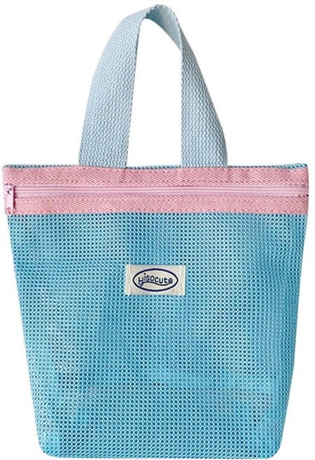 히소큐트 더자카 컬러풀 메쉬 목욕가방, 블루