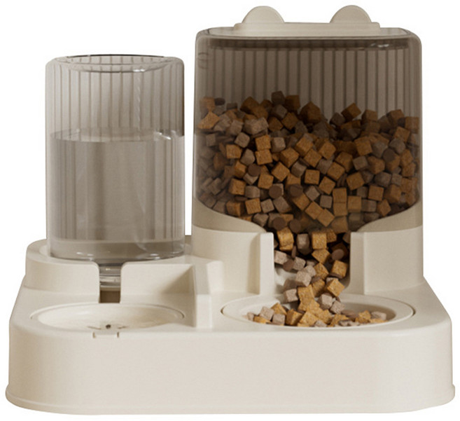 寵物2合1餵食餵水器 680g, 極簡白, 1個, 2L