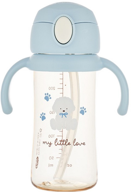 에디슨 유아용 리틀러브 PPSU 원터치 빨대컵, 블루 강아지, 250ml, 1개