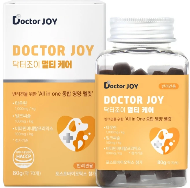 닥터조이 강아지 케어 영양제, 70정, 종합영양제, 1개 - 쿠팡