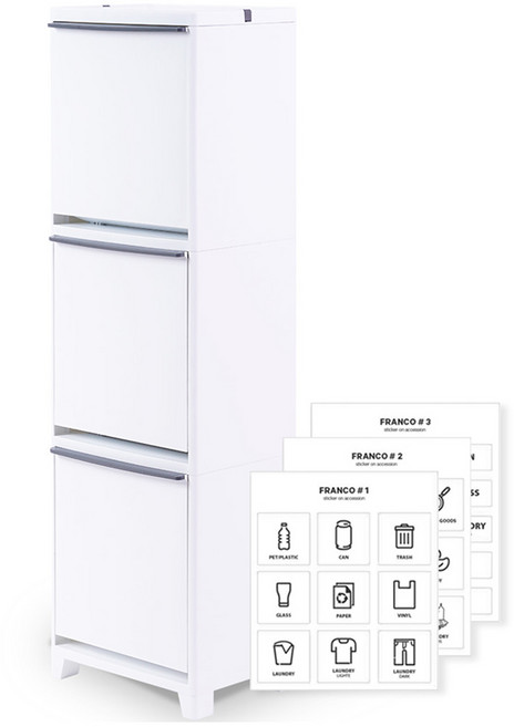 프랑코홈 스탠드 분리수거함 3단, 화이트