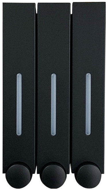 무타공 욕실 샴푸 바디워시 디스펜서 3구, 블랙, 1개