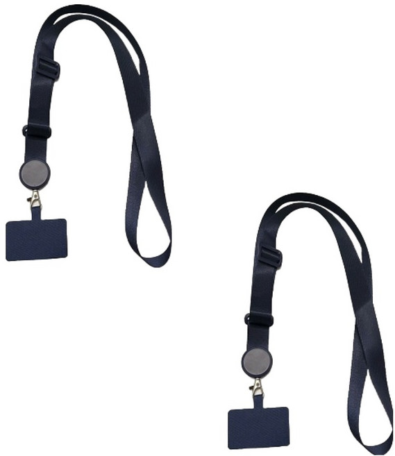 케이스틱 전기종 호환 와이드 길이조절 가능 휴대폰 목걸이 스트랩, 네이비, 2개