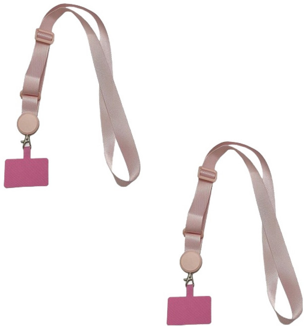 케이스틱 전기종 호환 와이드 길이조절 가능 휴대폰 목걸이 스트랩, 핑크, 2개