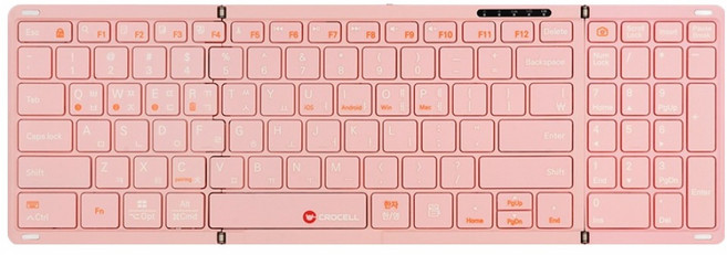 크로셀 저소음 블루투스 접이식 애플 아이패드 휴대폰 무선 키보드, 핑크, C-Flip PURE, 제조사축